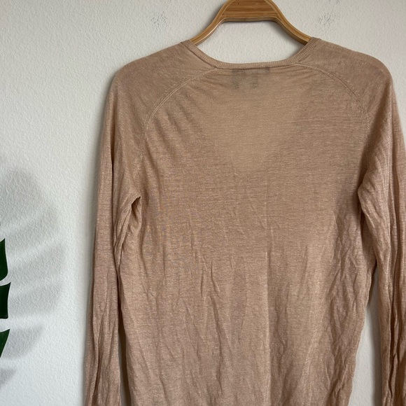 Theory Adrianna Linen Blend V-neck Fine Knit Sweater - Picture 11 of 15